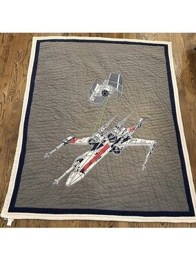 Pottery Barn Kids Star Wars Twin Bedding Quilt X Wing Tie Fighter Spaceship
